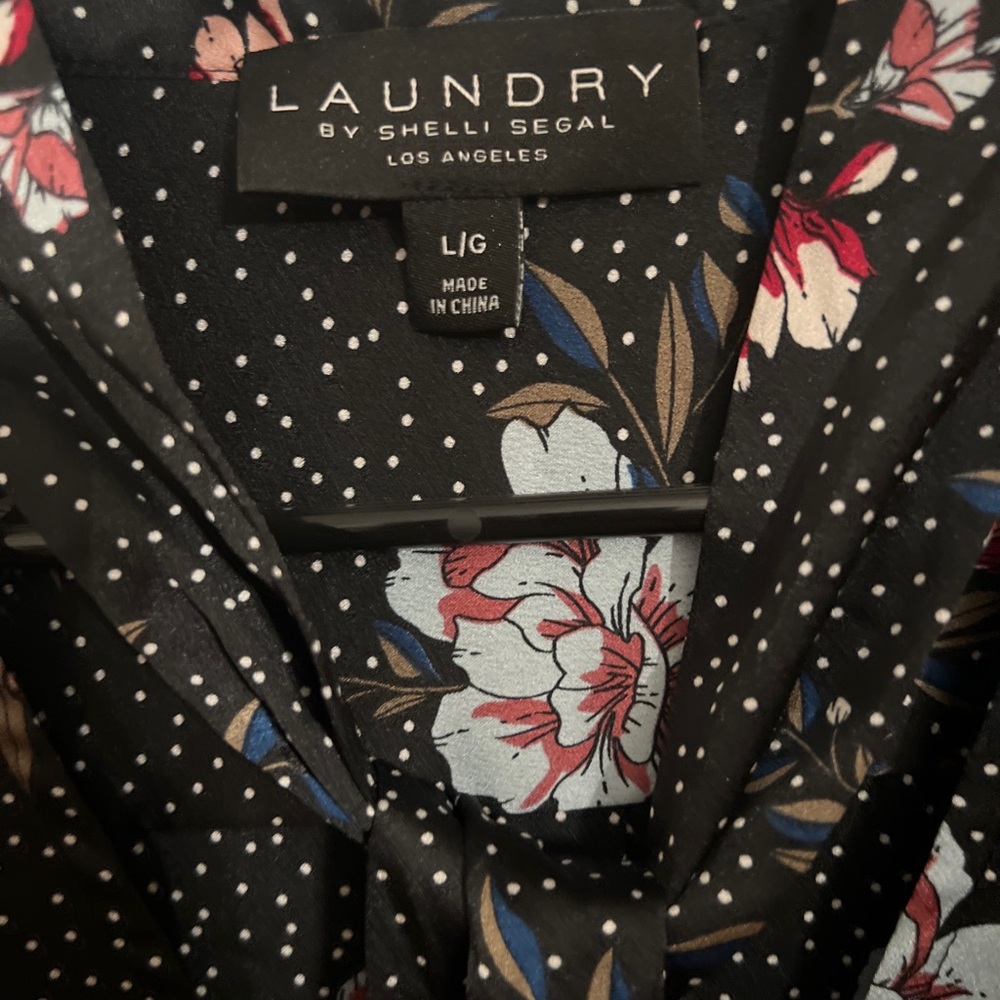 Laundry by Shelli Segal Black Floral Long Sleeve Top